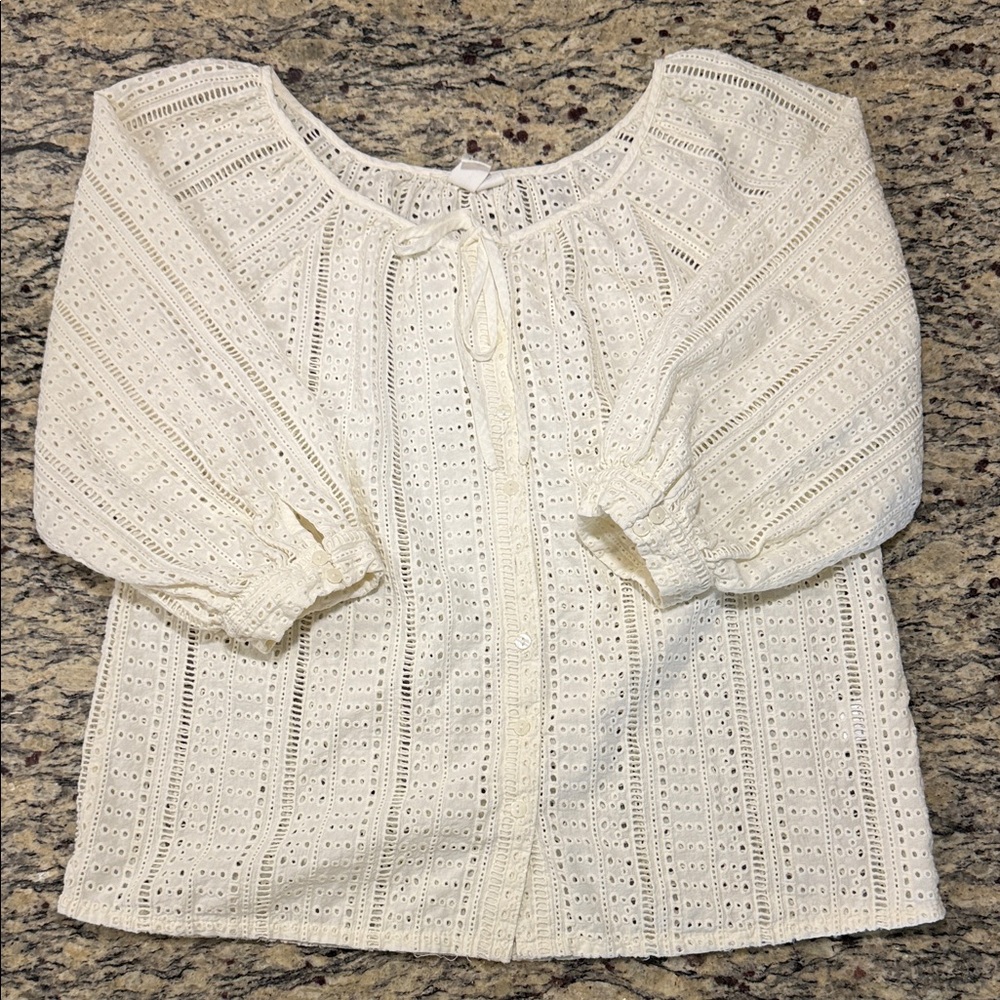 Cream Eyelet Blouse